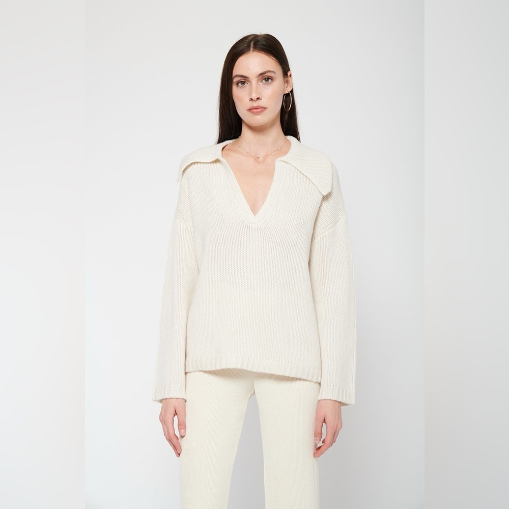 sablyn cashmere v-neck collared pullover sweater